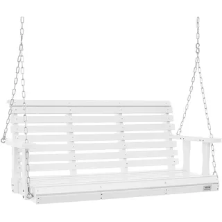 Vevor Hollywoodschaukel Zedernholz, 1370x710x600mm, Terrassenschaukel für Hof und Garten, verbesserte Tragkraft von ca. 400 kg, robuste Schaukelstuhlbank mit Aufhängeketten für den Außenbereich, weiß