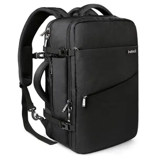 Inateck 40L Handgepäck Reiserucksack Laptop Rucksack,Schwarz | 43,18 cm, Kunstfaser
