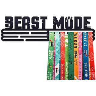 United Medals Beast Mode Medaillenhalter Running Laufen Sport für 48 Medaillen Aufbewahrung - Läufer, Sportler Geschenk Marathon Zubehör - Medal Holder Hanger Display Rack - Schwarz