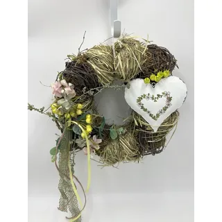 Small-Preis Dekokranz Türkranz Wandkranz rund Natur ø 28 cm - Frühling - Willkommensgruß braun|grün