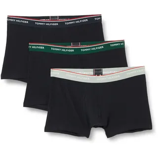 Tommy Hilfiger Herren 3er Pack Boxershorts Trunks Unterwäsche, Mehrfarbig (Hunter/Grey Htr/Des Sky), S