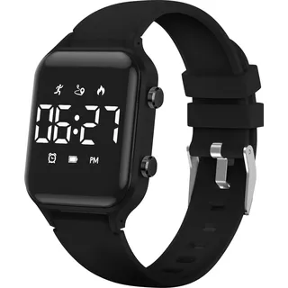 caprock Kinder-LED-Digitaluhr mit Schrittzähler, 50 ATM wasserdicht mit Entfernungsberechnung/Vibration, Doppelalarm/Stoppuhr