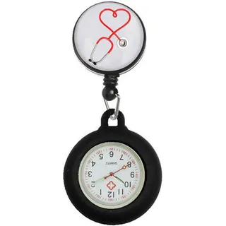 Nurse Watch Schwesternuhr Silikon ausziehbares Band Pulsuhr Kitteluhr Pflege Motiv 4 SW