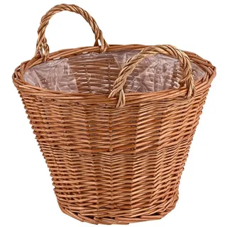 DEMA Weidenkorb Weiden Pflanzkorb 40 cm mit Folie braun