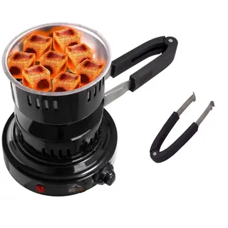 SMH LINE® Kohleanzünder Elektrischer Kohle Shisha Brenner 600W Anzünder Grill Heizplatte Kohlegrill Kohlebrenner Zubehör mit Tragegriff Kohle Grill Kohlekorb