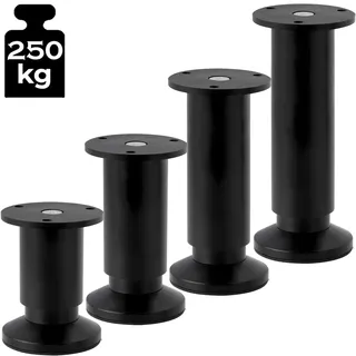 ID Dinkel Möbelfüße verstellbar Sofafuß Möbelbeine SCHWARZ MATT Höhe 20 cm 38 mm stabile Ausführung Sofa Bett