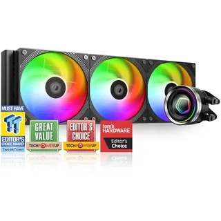 ID-COOLING FX360 INF 360mm Flüssigkeits-CPU-Kühler, AIO mit ARGB-Infinity-Spiegel-Effekt, 3x120mm Daisy-Chained Lüfter, leiser Betrieb bis 27,2 dB(A), Intel LGA1851/1700/1200/115X & AMD AM5/AM4.
