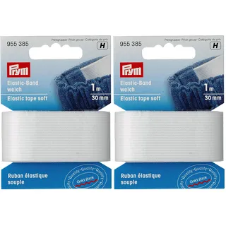 Prym 955385 Elastic-Band weich 30 mm weiß, 57% PES 43% ED, 955385-1 (Packung mit 2)
