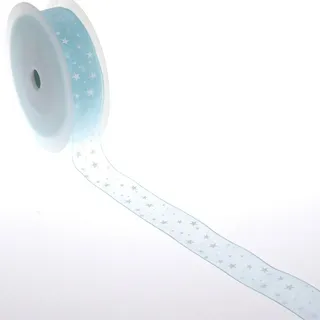Organza mit Sternchen - blau - 25mm - 25m - 90165 70