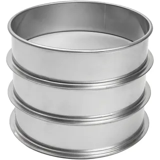 Pollensieb, 3 Stück, Edelstahl-Extraktor, Trockensieb für Hash Pollen, stapelbar, 25, 45, 75 Mikron Bildschirm (Größe: 16,3 x 4,8 cm, Silber)