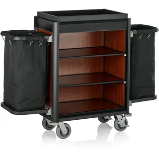 "Zimmerservicewagen ISABELLA, 155 x 55 x 116 cm, schwarze Kanten, dunkle Holzo..."