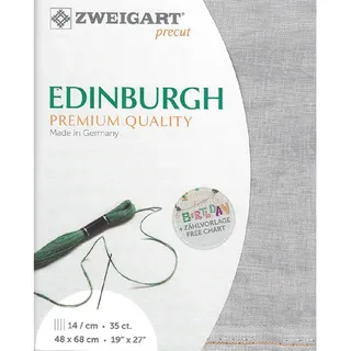Zweigart Zählstoff EDINBURGH Precut 35 ct. 3217 Farbe 7729 vintage grau, Handarbeitsstoff aus 100% Leinen für Stickerei 48x68 cm
