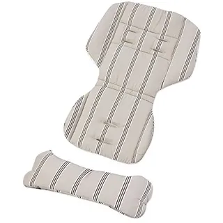 Gesslein Loop Set 314 Sitzauflage Kinderwagen, Wendeeinlage für Sommer & Winter, universel, Tencel atmungsaktiv & Schild Tragetasche C1/C2/Trend |Streifen stein/schwarz, 626000314