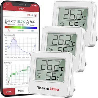 ThermoPro Funk-Thermo-/Hygrometer Weiß TP357-3