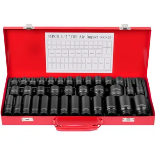 DAYUAN 35 tlg 1/2" Schlagschrauber Nuss Satz Impact Socket Set Steckschlüsselsatz 10-32mm und 8-32mm Schlagnuss-Satz