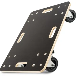 Ovitec Rollbrett Schwerlast | Extra leise Rollen | 400kg Belastung | mit 2 Festell-Bremsen und Tragegriffen | Hochwertiges Holz | Transportroller