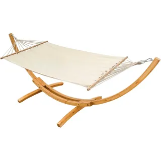 AMANKA XXL Hängematte mit Gestell bis 200 kg 325 x 120 x 118 cm Beige