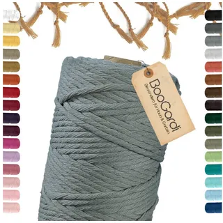 BooGardi Makramee Garn · viele Farben · Grau 5mm x 100m · 3mm oder 5mm · Wollgarn · kreatives knüpfen weben Stricken · DIY Boho Garn