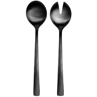 Intirilife Salatbesteck 2er-Set Edelstahl 18/0 Salatgabel, Servierlöffel, in Schwarz matt, | Gr.: onesize