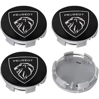 BIESL 4 Stück Nabendeckel für Peugeot 3008 2016-2025, 60mm Radnabenkappen Felgendeckel Felgenkappen Wasserdicht Schlagfest Nabenkappen Zubehör