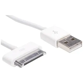 Akyga USB-Kabel USB-A Stecker, Apple 30pol. Stecker 1.00m Weiß AK-USB-08
