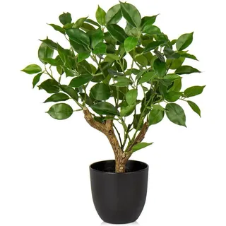Briful 43CM Künstliche Ficus Pflanze Schwarz Topf Deko Fensterbank WZ Bad