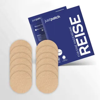 Justpatch 12x Reisepflaster Reisekrankheitspflaster Pflaster gegen Seekrankheit, Übelkeit Schwindel, für Autofahrt, Boot, Schiff, Kreuzfahrt, Flugzeug, schnell ohne Nebenwirkung, 100% vegan