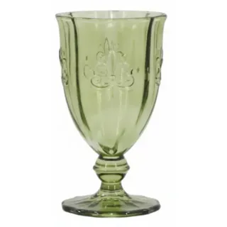 Chic Antique Weinglas Saint-Émilion mit Muster, H16, Ø9 cm olive