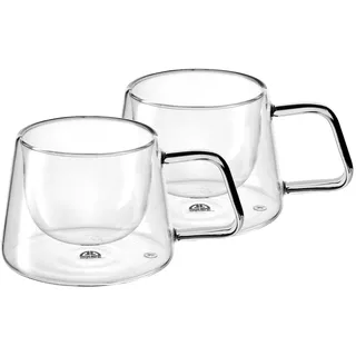 Gräwe Doppelwandige-Thermogläser mit Griff, 200ml, 2er Set, gerades Design