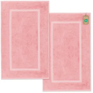 LAVEA Lavea® 2er Set Badematte, Badteppiche 50×80 cm, Badvorleger rutschfest, 100% Baumwolle Frottier, 800 g/m2 extra saugstark, waschbar 60°C, pflegeleicht, Serie Elena, Badezimmerteppich, Pastellrosa