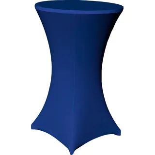 EXKLUSIV HEIMTEXTIL Stehtischhusse Stretch für Bistrotisch mit 4 Fußlaschen elastisch Ø 70-75x110-120 cm Blau