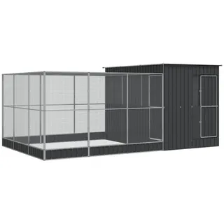 vidaXL Voliere mit Erweiterung 497 x 303 x 216 cm silber