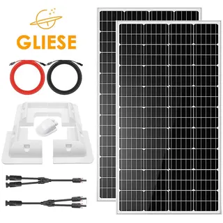 GLIESE Solarmodul Monokristalline Solarpanel mit Montagegestell für Wohnmobil, 300 W, Monokristallin, (Set, 11-St., Solarpanel, Montagegestell, PV kabel), Erweiterbar durch Serien- und Parallelschaltung