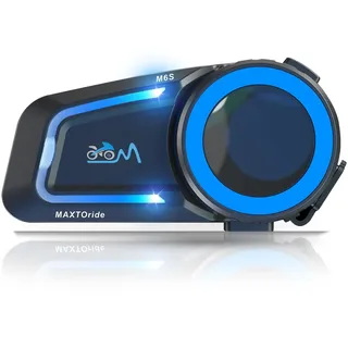 MAXTO Bluetooth-Headset für Motorräder, 【Mesh-Gegensprechanlage】 1000-M-Kommunikationssysteme für Motorräder, Gegensprechanlage für 8 Fahrer, CVC+DSP-Rauschunterdrückung, IP67 wasserdicht Kopfhörer