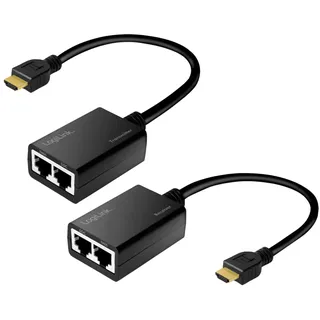 Logilink HD0021 HDMI-Extender-Set Full-HD über LAN 30m (1920x1080/60Hz), um HDMI Signale über Netzwerkkabel zu verlängern Schwarz
