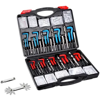 Vevor Gewindereparatur Gewindereparatursatz Gewinde Reparatur Set 338-teilig, SAE- und metrisches Helicoil-Set Gewindereparaturwerkzeuge M5 M6 M8 M10 M12 1/4 5/16 3/8 7/16 1/2 Zoll HSS-Bohrer