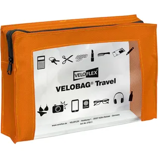 Veloflex 2705330 - VELOBAG Travel A5 Kleinkrambeutel Reißverschlusstasche Mehrzwecktasche, Textil und PVC,orange, 1 Stück