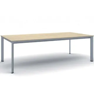 Konferenztisch PRIMO INVITATION 240x120 cm, graues Metallgestell, Eiche natur