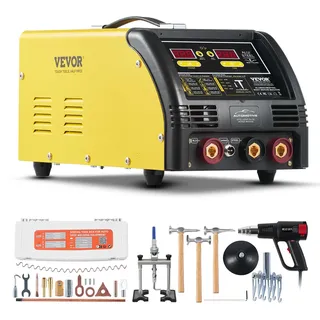 Vevor Dual Ausbeulspotter Deluxe AL/Fe Dellenreparatur-Set, 5-kW-Schweißgerät mit automatischem/manuellem Schweißen & 10 Modi, Punktschweißgerät für die Reparatur von Autoteilen aus Stahl & Aluminium