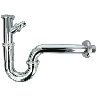 tecuro Röhrensiphon Geruchsverschluss mit Geräteanschluss für Wasch- oder Spülmaschinenschlauch Edelstahl Messing 1 1/4 Zoll