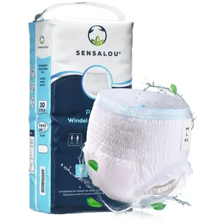 Sensalou Inkontinenz Windeln für Erwachsene Größe L – 30er Pack Pants | Atmungsaktive Einmalhosen mit Auslaufschutz & Geruchsbinder – Saugstärke Super (8/10) – Unisex Pull-on Damen & Herren