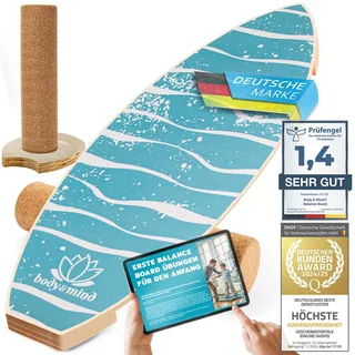 Balance-Board Surfbrett Surf Balance Wackelbrett für Physiotherapie Surf-Training; Trainiert Gleichgewicht & Koordination mit gratis E-BOOK ((Light Waves)