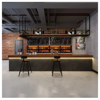 360Home 【CTSN 180】Theke Industriestil-Kassentheke Restaurant-Bar Bar-Theke Empfangstheke Rezeption Kasse Bar 180*60*100cm Grau 180 CM Industrial Look Für Restaurant Und CTSN180