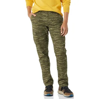 Amazon Essentials Herren Gerade geschnittene Stretch-Cargohose (erhältlich in Big & Tall), Olivgrün Camouflagedesign, 38W / 30L
