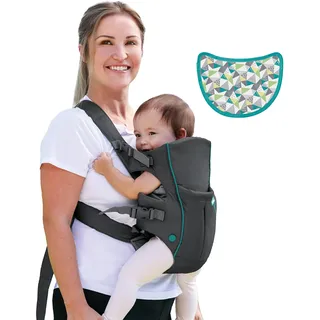 Infantino Babytrage, Swift Classic ab Geburt von 3,6 bis 11,3 kg, - Anhock-Spreiz-Haltung, 2 Tragepositionen - Grau