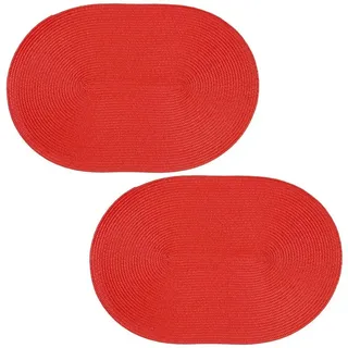 Haus und Deko Platzset Platzset 2er Set oval ca. 45x30 cm Platzdeckchen Tischset geflochtene, (2-St) rot