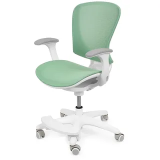 Spacetronik Ergonomischer Schreibtischstuhl Kinder Drehstuhl | für 5-14 Jahre, Verstellbare Sitztiefe, 82-92 cm Höhe, Abnehmbare Fußstütze, Schwerkraftrollen, Atmungsaktives Netzgewebe