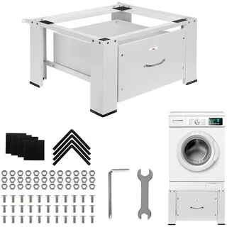 Maclean Brackets Waschtrocknersockel mit Schublade, Weiß, max. Belastung 150 kg (MC-117 W)