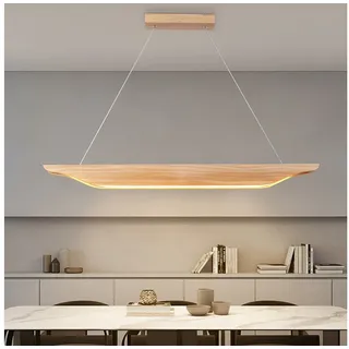 Nettlife LED Pendelleuchte Esstisch Dimmbar Modern Hängelampe Holz 90cm mit Fernbedienung, Höhenverstellbar, LED fest integriert, für Esszimmer Wohnzimmer Schlafzimmer Küche braun