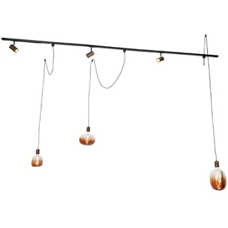 Qazqa Schienensystem-Sets Cavalux jeana, ohne Leuchtmittel, Warmweiß, QAZQA Schienen­leuchte, e27, Bronze, Stahl, Modern